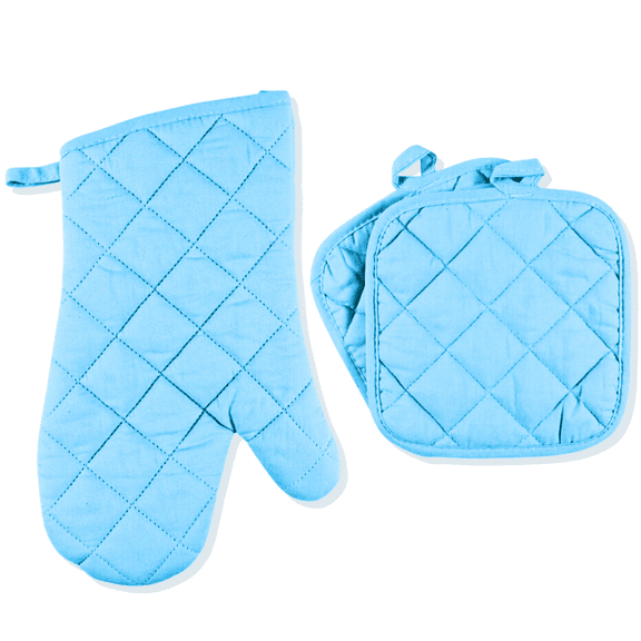 Oven Mitts For Kitchen - Oven Gloves & Pot holders - Soft Teal - 3 pack
