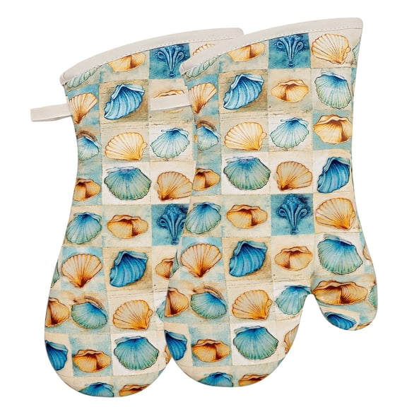 Oven Mitts Gloves 1 Pair Heat Resistant 480  Non Slip Clear Silicone Printed Shell Comfortable Cotton Lining Kitchen Men Cooking Barbecue Machine Washable (shell  Beige Mitts)