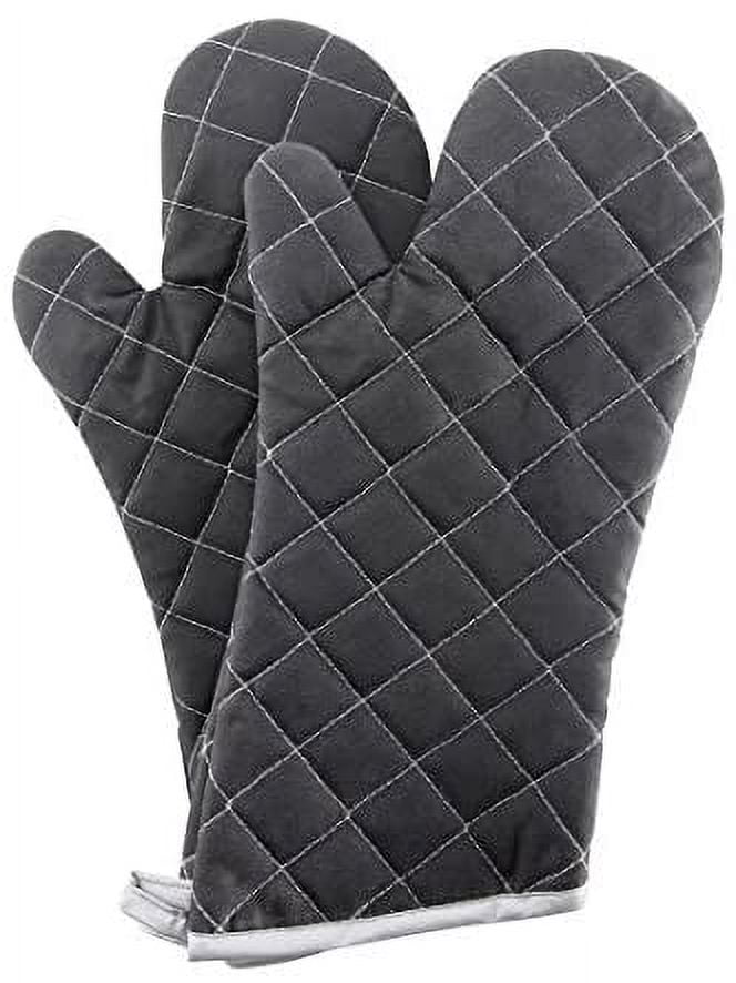 Oven Mitts Heat Fire Resistant Oven Mitts 425 ° F, Quilted Terry Cloth Cotton Soft Lining Oven Gloves, Extra Long Kitchen Mittens for Cooking Baking