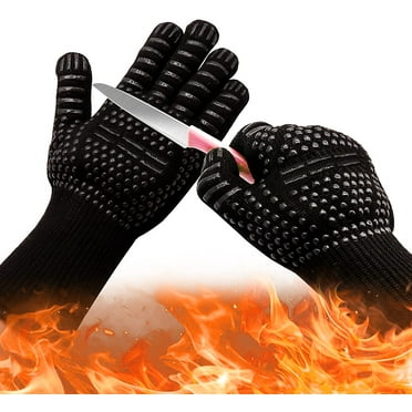 Oven Mitts,Heat Resistant BBQ Gloves,Silicone Non-Slip Grill Gloves,1472℉ Extreme Heat Resistant,Fireproof Gloves for BBQ,Cooking,Baking,Grilling,Welding