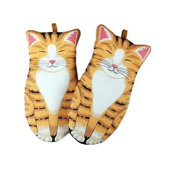 Oven Mitts Kitchen Cooking Baking Heat Resistant Cat Glove, 1 Pair Cat