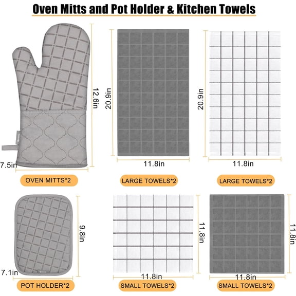 Oven Mitts Kitchen Towels Dishcloths with Pot Holders Sets 12PCSSink Caddy, Sink Organizers Sponge Holder for Kitchen2 Item Bundle