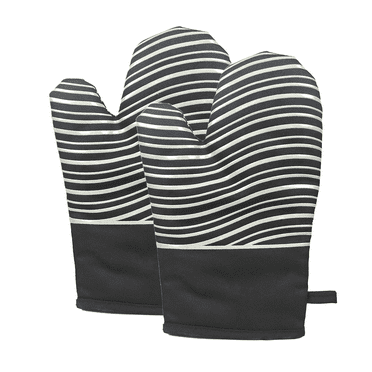 Oven Mitts, LAMSTOM Extra Long Oven Gloves, 500℉ Heat Resistant Oven Mitts with Non-Slip Silicone Pattern, Waterproof, Long Flexible Thick Gloves for BBQ Kitchen Baking Cooking (2-Piece Set, Black)