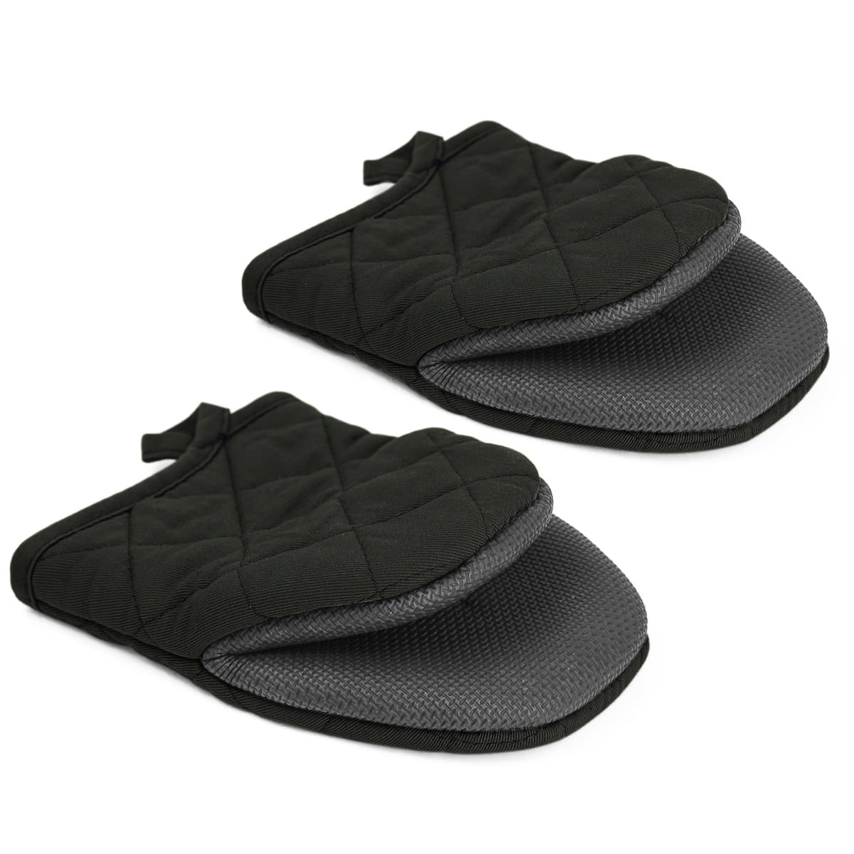 Oven Mitts, Oven Gloves Cooking Mitts Pair Heat Resistant, Pot Holder with Non-Slip Grip and Hanging Loop, Set of 2pcs, Black - Walmart.com