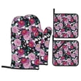 thumbnail image 1 of Oven Mitts and Pot Holders 4 Piece, Colorful Carnations Flowers A High Heat Slip Resistant Oven Mitt and Trivets Set Kitchen Oven Glove Pot Holders for Cooking Baking Grilling, 1 of 7