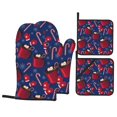thumbnail image 1 of Oven Mitts and Pot Holders 4 Piece, Hot Cocoa Snowflake Mittens High Heat Slip Resistant Oven Mitt and Trivets Set Kitchen Oven Glove Pot Holders for Cooking Baking Grilling, 1 of 7