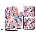 Oven Mitts and Pot Holders 4 Piece, Multicolored paint spots pattern