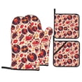 thumbnail image 1 of Oven Mitts and Pot Holders 4 Piece, Skull rock record music heart High Heat Slip Resistant Oven Mitt and Trivets Set Kitchen Oven Glove Pot Holders for Cooking Baking Grilling, 1 of 7