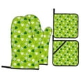 thumbnail image 1 of Oven Mitts and Pot Holders 4 Piece, St Patrick's Day Green High Heat Slip Resistant Oven Mitt and Trivets Set Kitchen Oven Glove Pot Holders for Cooking Baking Grilling, 1 of 7