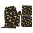 thumbnail image 1 of Oven Mitts and Pot Holders 4 Piece, lamp Pattern yellow High Heat Slip Resistant Oven Mitt and Trivets Set Kitchen Oven Glove Pot Holders for Cooking Baking Grilling, 1 of 7
