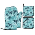 thumbnail image 1 of Oven Mitts and Pot Holders 4 Piece, retro Palm Tree blue High Heat Slip Resistant Oven Mitt and Trivets Set Kitchen Oven Glove Pot Holders for Cooking Baking Grilling, 1 of 7