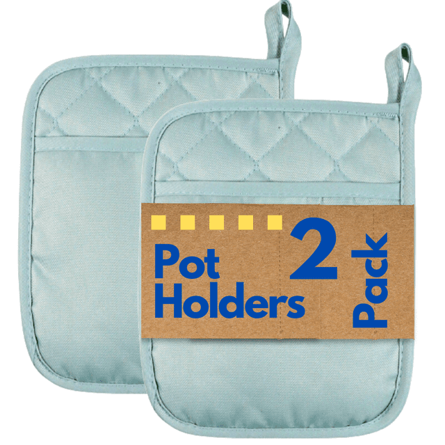 Oven Mitts Pot Holders For Kitchen Soft Teal Polyester / Rubber