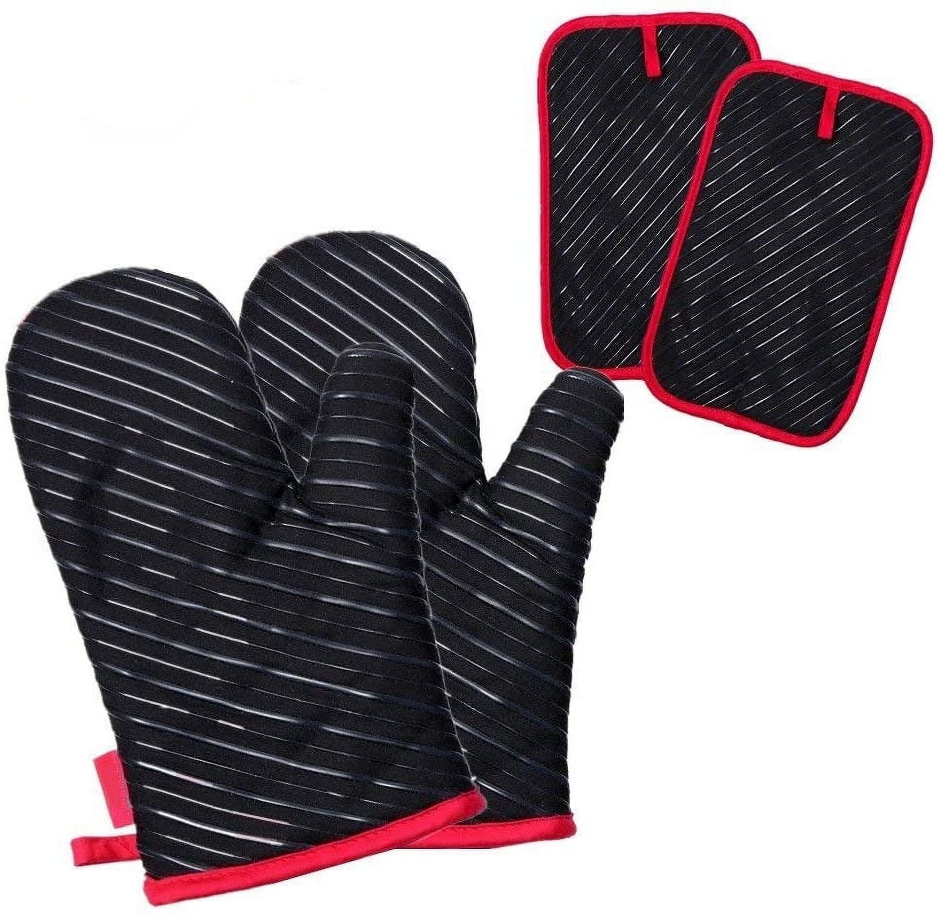 Piduules Set of 4 Oven Mitts and Pot Holders, 482 F Heat Resistant Hot Plate Moving Non-Slip Gloves for BBQ, Grill, Baking, Cooking, Oven, Microwave