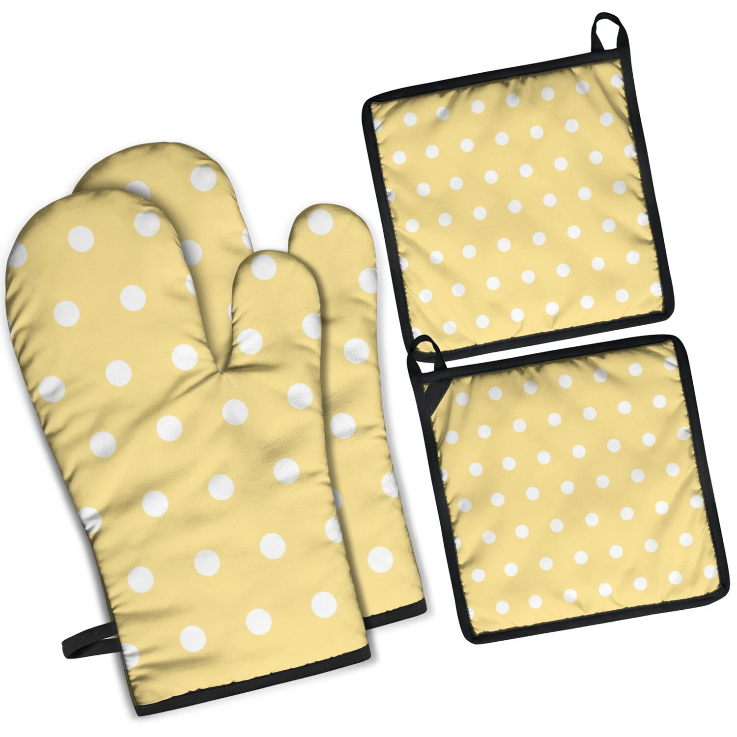 Oven Mitts and Pot Holders Set Of 4, Heat Resistant Kitchen Gloves with Non-Slip Grip, Hanging Loop, Soft Cotton Lining for Baking, Cooking, Grilling, Barbecue