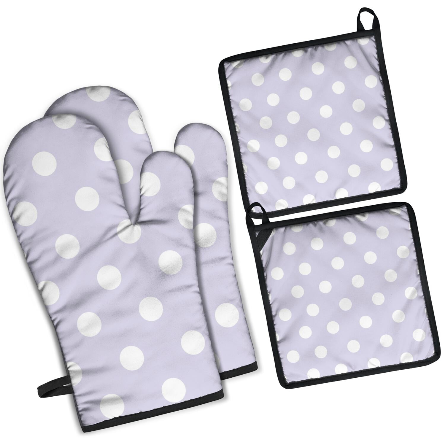 Oven Mitts and Pot Holders Set Of 4, Heat Resistant Kitchen Gloves with Non-Slip Grip, Hanging Loop, Soft Cotton Lining for Baking, Cooking, Grilling, Barbecue