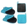 thumbnail image 1 of HEETLY Short Oven Mitts and Pot Holders Set,4-Piece,500°F Heat Resistant with Neoprene Grip,Coral Blue, 1 of 6