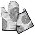 thumbnail image 1 of Oven Mitts and Pot Holders Sets 2Pcs, 100% Cotton Heat Resistant, Floral Burst Style Extra Long Oven Gloves Potholder for Kitchen Cooking Baking Decoration, 1 of 7