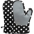 thumbnail image 1 of HEETLY Black Dots Oven Mitts Set, 2-Piece 10.6-Inch, 392°F Heat Resistant Cotton Gloves with Silicone Grip for Kitchen & Baking, 1 of 8