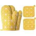 thumbnail image 1 of HEETLY Pot Holders and Oven Mitts Set, 4 Piece Cotton Oven Mitts and Potholders, Heat Resistant 392°F, Kitchen Mittens for Cooking Baking Grilling, 1 of 8