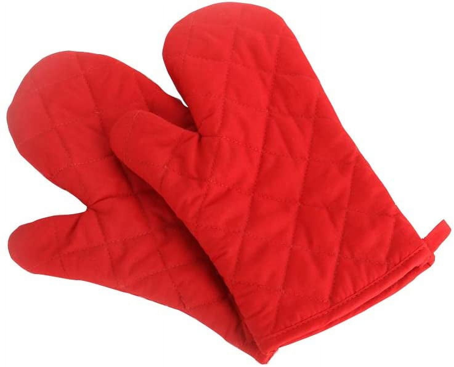 Oven Mitts, Set of 2 Oversized Quilted Mittens, Flame and Heat