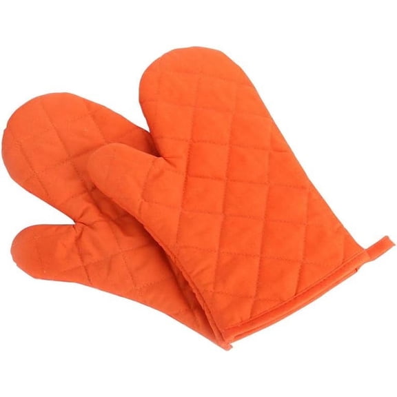 HEETLY 11-Inch Quilted Cotton Oven Mitts, 1-Pair Set, 320°F Heat Resistant, Orange