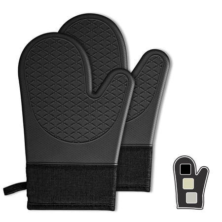Soulgenix Oven Mitts, 2 Pack Heat Resistant Silicone Oven Mitt with Non-Slip Textured Grip, Kitchen Mitts for BBQ, Baking, Cooking