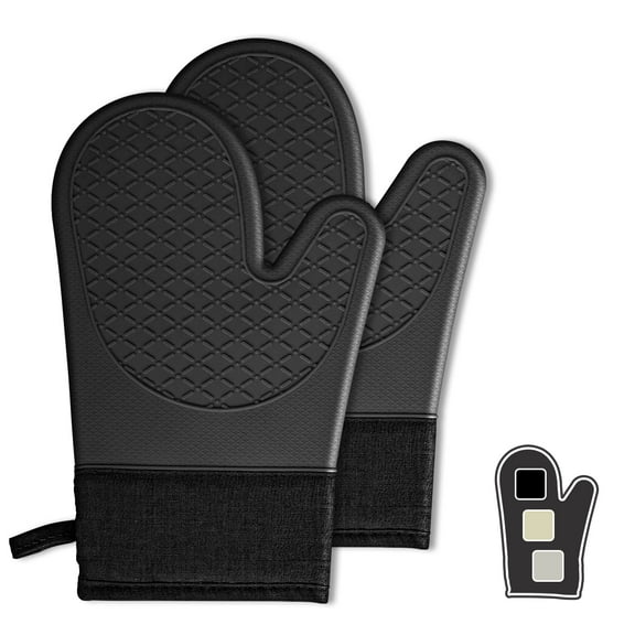 Soulgenix Oven Mitts, 2 Pack Heat Resistant Silicone Oven Mitt with Non-Slip Textured Grip, Kitchen Mitts for BBQ, Baking, Cooking