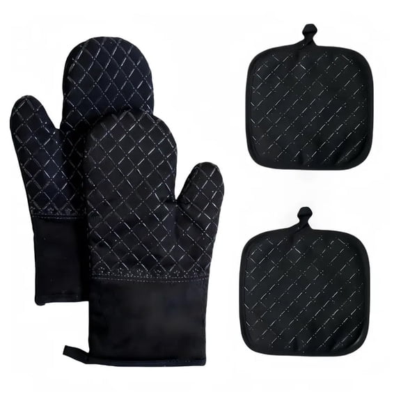 Kanstar Black Silicone Oven Mitts 4 Count