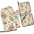 thumbnail image 1 of Oven Mitts and Pot Holders 4 Pcs Sets, Baking Cute Gnome Easter Eggs Yellow Heat Resistant Kitchen Cooking Gloves for Grill BBQ Kitchen Decor, 1 of 6
