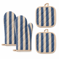 thumbnail image 1 of Oven Mitts and Pot Holders 4‑Piece Set, 2 Oven Mitts + 2 Pot Holders, Heat Resistant Quilted Cotton Kitchen Gloves for Baking Cooking Grilling, 1 of 6