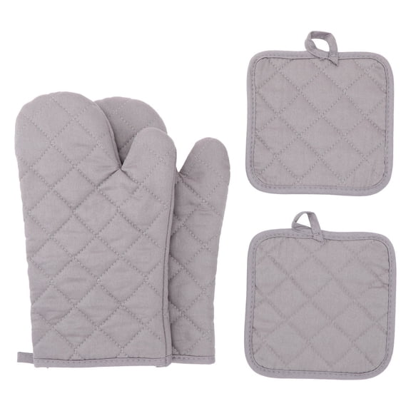 HEETLY Heavy Duty 500°F Heat Resistant Oven Mitts and Pot Holder Sets, 12" Long 100% Cotton 4-Piece Kitchen Set