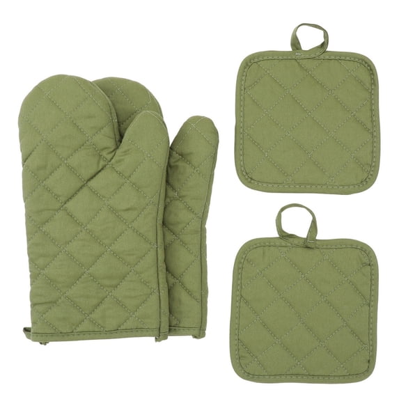 Oven Mitts and Pot Holders 4 pcs Set High Heat Resistant 500 Degree, Extra Thicken Long Kitchen Cotton Oven Glove for Cooking Baking Grilling