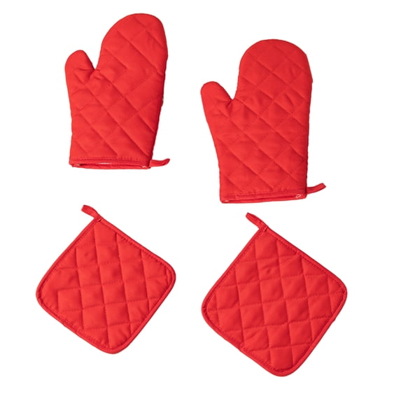 Oven Mitts and Pot Holders 4 pcs Set High Heat Resistant 500 Degree, Extra Thicken Long Kitchen Cotton Oven Glove for Cooking Baking Grilling