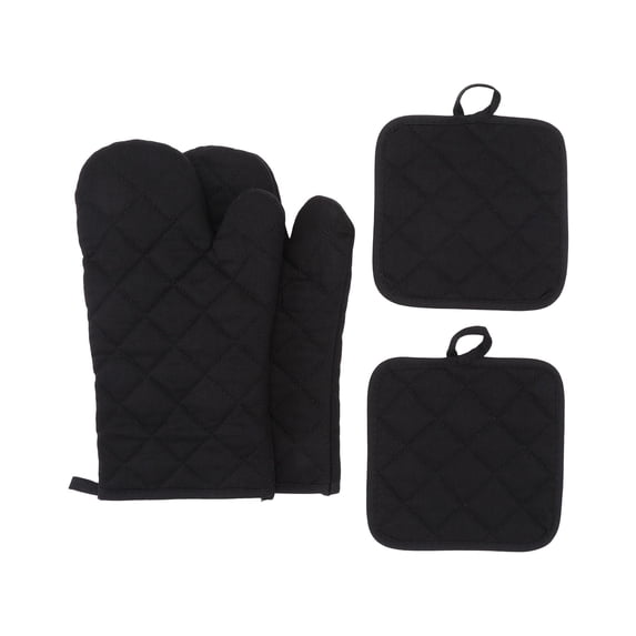 Oven Mitts and Pot Holders 4 pcs Set High Heat Resistant 500°F Extra Thicken Long Kitchen Cotton Oven Glove for Cooking Baking Grilling with Hot Pad