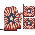 thumbnail image 1 of Oven Mitts and Pot Holders Sets of 4, American Stripes Star Kitchen Gloves for Cooking Baking Patriotic Hot Pads BBQ Potholders, 1 of 6