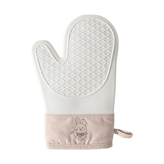 Oven Mitts for Kitchen, Opposition Scalding, 1Pc Heat Resistant Silicone Oven Mitt for Bbq, Baking and Cooking 11X7In(White)
