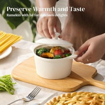 Oven Safe Ramekins with Lids, 15 oz Porcelain Baking Dishes for Creme Brulee, Souffle, and More, Set of 4