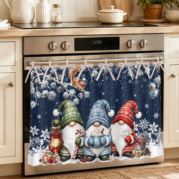 Oven Skirt Curtain for Kitchen 24x32 Inch, Christmas Gnomes Oven ...
