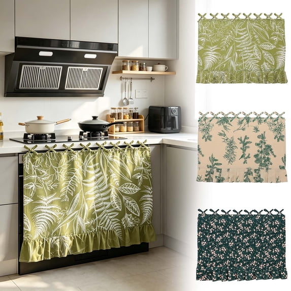 Oven Skirt, Ruffled Hem with Adjustable Tie, Stylish Flounce Skirt Cooking Oven Skirt Curtain for Kitchen, Waterproof Baking Grilling BBQ Apron