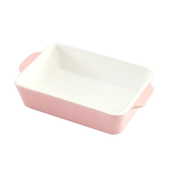 Tineasur Elegant Pink Porcelain Baking Dish Simple Rectangular Oven Tray