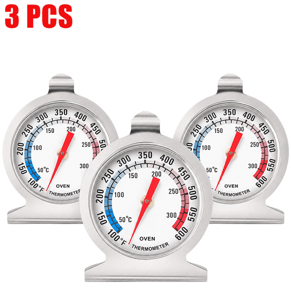 Oven Thermometer 3 Pack, Stainless Steel, 50-300C/100-600F for Baking