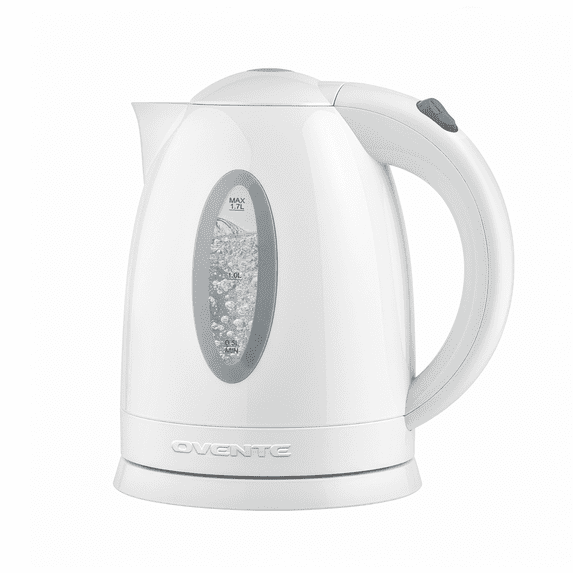 OVENTE 1.7L Electric Kettle with 1100W Fast Boiling Water, White KP72W | Best For Coffee or Tea, BPA-Free, Water Level Gauge, Auto Shut-Off, Indicator Light, Boil-Dry Protection & Removable Filter