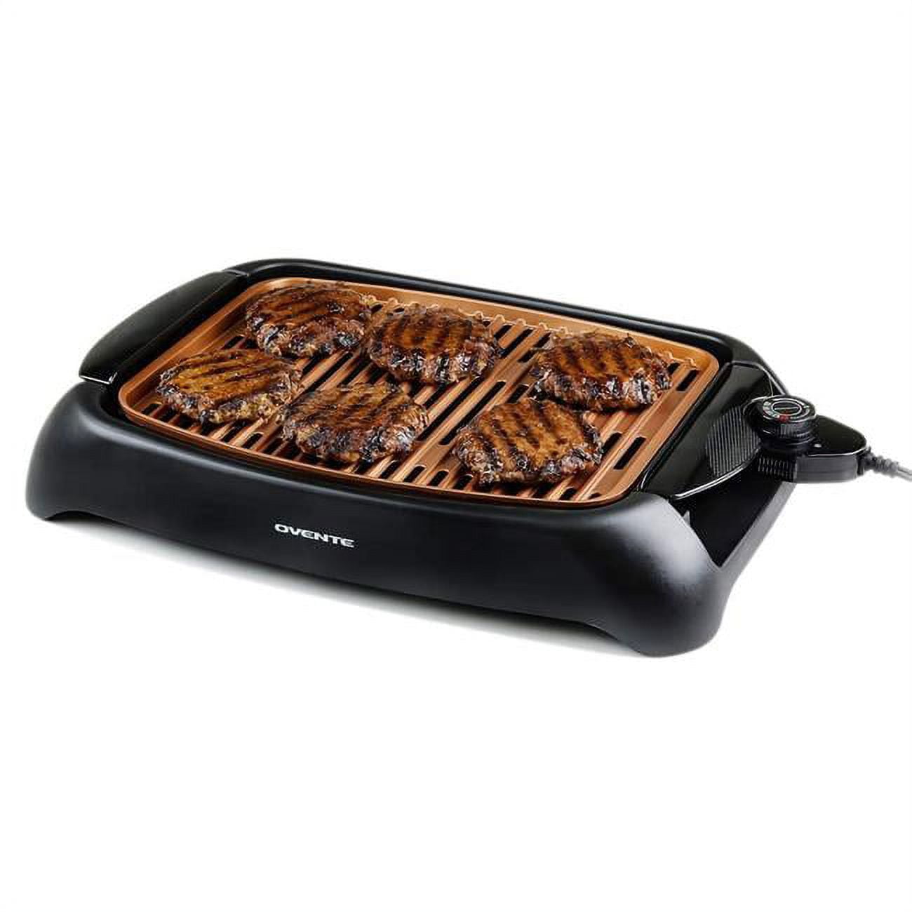 Ovente 13 x 10 in. Nonstick Cast Iron Flat Plate Electric Cooking Grill
