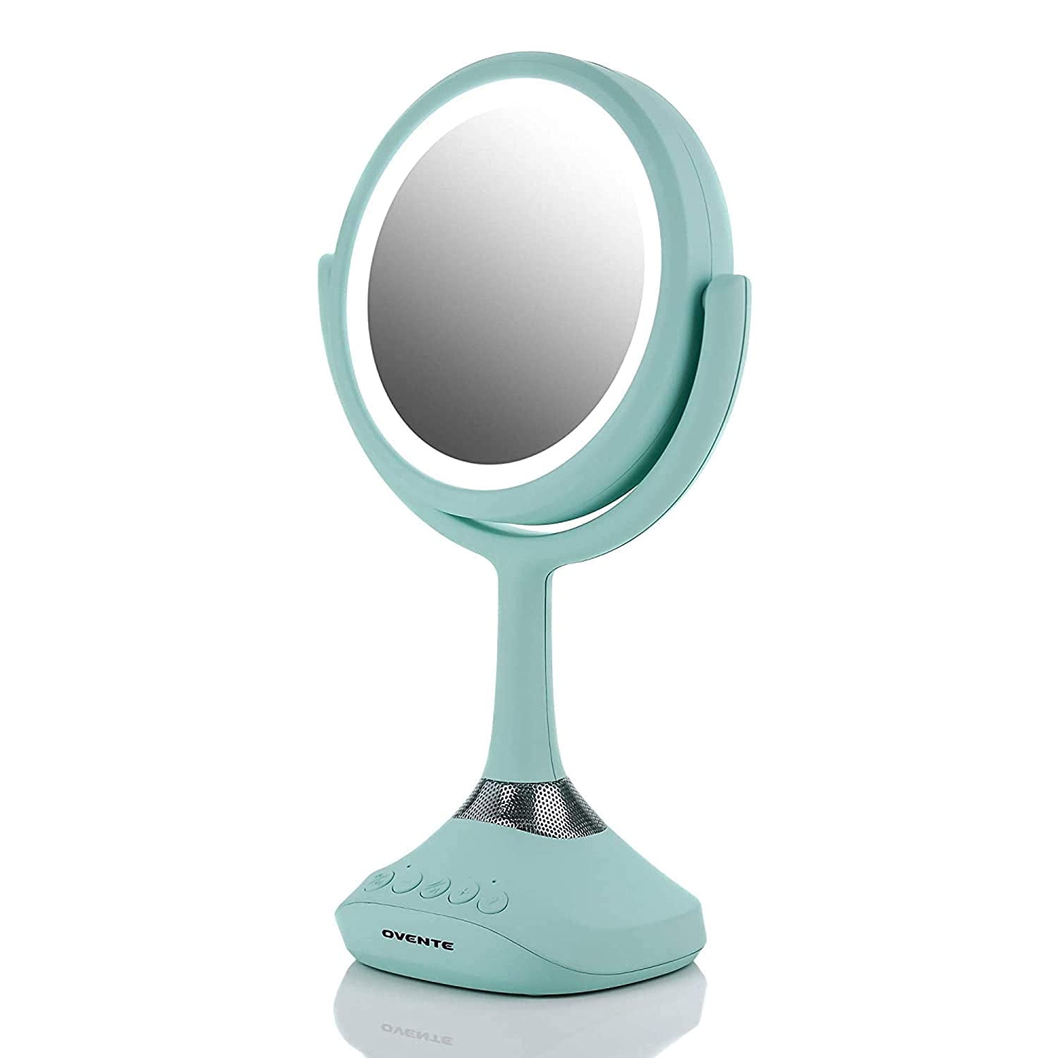 Ovente 6" Lighted Tabletop Mirror, 1X & 5X Magnifier, Adjustable