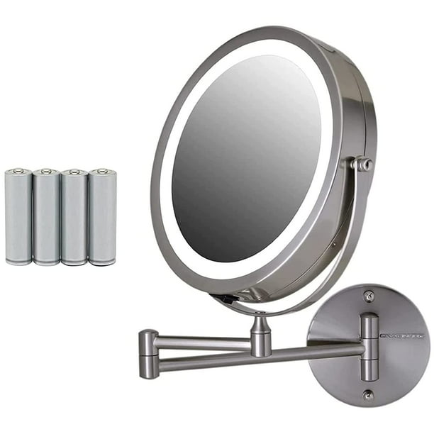 Ovente 7" Lighted Wall Mount Makeup Mirror, 1X & 10X Magnifier
