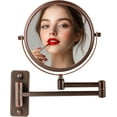 thumbnail image 1 of Ovente 7" Wall Mount Makeup Mirror, 1X & 7X Magnifier, Adjustable Spinning Double Sided Round Reflection, Extend, Retractable & Folding Arm, Bathroom & Vanity Décor, Antique Bronze MNLFW70ABZ1X7X, 1 of 9