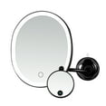 thumbnail image 1 of Ovente 8.5'' Lighted Makeup Mirror, Rechargeable Swivel Gooseneck with Attachable Suction Cup Mount, 10X Magnetic Mini Magnifier, Dimmable LED, for Bathroom, Home & Travel, USB Powered, Black MOW22B, 1 of 7