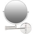 thumbnail image 1 of OVENTE 9" Wall Mounted Makeup Mirror with 1X/7X Magnification, Double Sided Magnifying Round Bathroom Vanity Mirror, 360° Swivel Design, Extendable and Folding Arm, Polished Chrome MNLFW90CH1X7X, 1 of 9