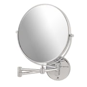 OVENTE 9" Wall Mounted Makeup Mirror with 1X/10X Magnification, Double Sided Magnifying Round Bathroom Vanity Mirror, 360  Swivel Design, Extendable and Folding Arm, Polished Chrome MNLFW90CH1X10X