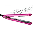 thumbnail image 1 of Ovente Ceramic Hair Straightener 1 Inch Ceramic Plate Hot Tool 2GB MP3 Player Speaker Up to 410 Degree Heat Control Smooth Glide Beauty Flat Iron Wave Curler Travel Slim USB Cord 110 Voltage Pink GF6, 1 of 8